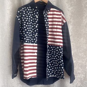 Vintage Mens Patriotic Flag Shirt